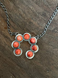 Orange Spiny Oyster Naja Pendant Necklace on Sterling Silver Chain