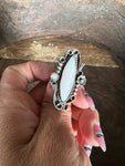 Vintage Cats Eye White Mother of Pearl Sterling Silver Ring