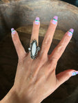 Vintage Cats Eye White Mother of Pearl Sterling Silver Ring