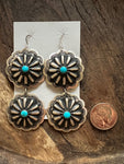 Concho Stamped Turquoise Earrings