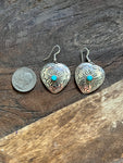 Heart Turquoise Stamped Concho Earrings