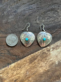 Heart Turquoise Stamped Concho Earrings