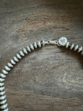 8mm Disc Navajo Pearl 18" Sterling Silver Necklace