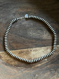 8mm Disc Navajo Pearl 20" Sterling Silver Necklace