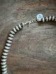 8mm Disc Navajo Pearl 20" Sterling Silver Necklace