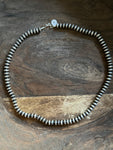 8mm Disc Navajo Pearl 24" Sterling Silver Necklace