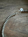 8mm Disc Navajo Pearl 24" Sterling Silver Necklace