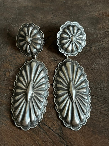 Sterling Silver Stamped Concho Earrings