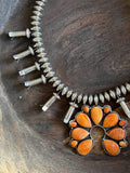 Gorgeous Sterling Silver Squash with Orange Spiny Naja