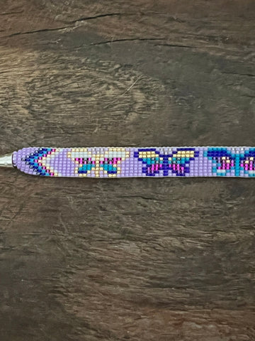 Beaded Multi-Colored Pastel Butterflies Bracelet