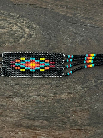 Beaded Multi-Colored Black  Bracelet