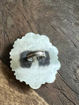 Onyx, White and Pink Opal Cluster Ring