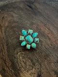 Kingman Turquoise Cluster Sterling Silver Ring