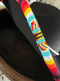 Multi-Colored Brim Beaded Fedora Hat