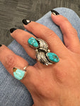 Vintage Double Leaf Turquoise Ring