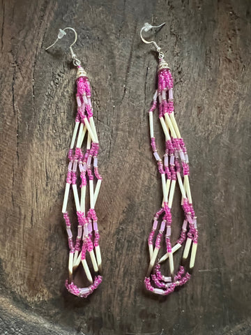 Colorful Pretty in Pink Choctaw Beaded Earrings