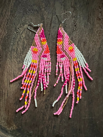 Pretting in Pink Lightning Beaded Hawaiian Earrings