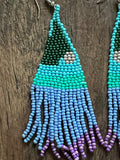 Blue Rain Beaded Hawaiian Earrings