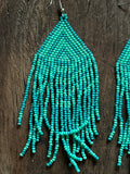 Crazy in Turquoise Beaded Hawaiian Earrings