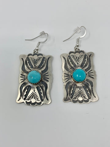 Concho Sterling Silver Earrings with Turquoise